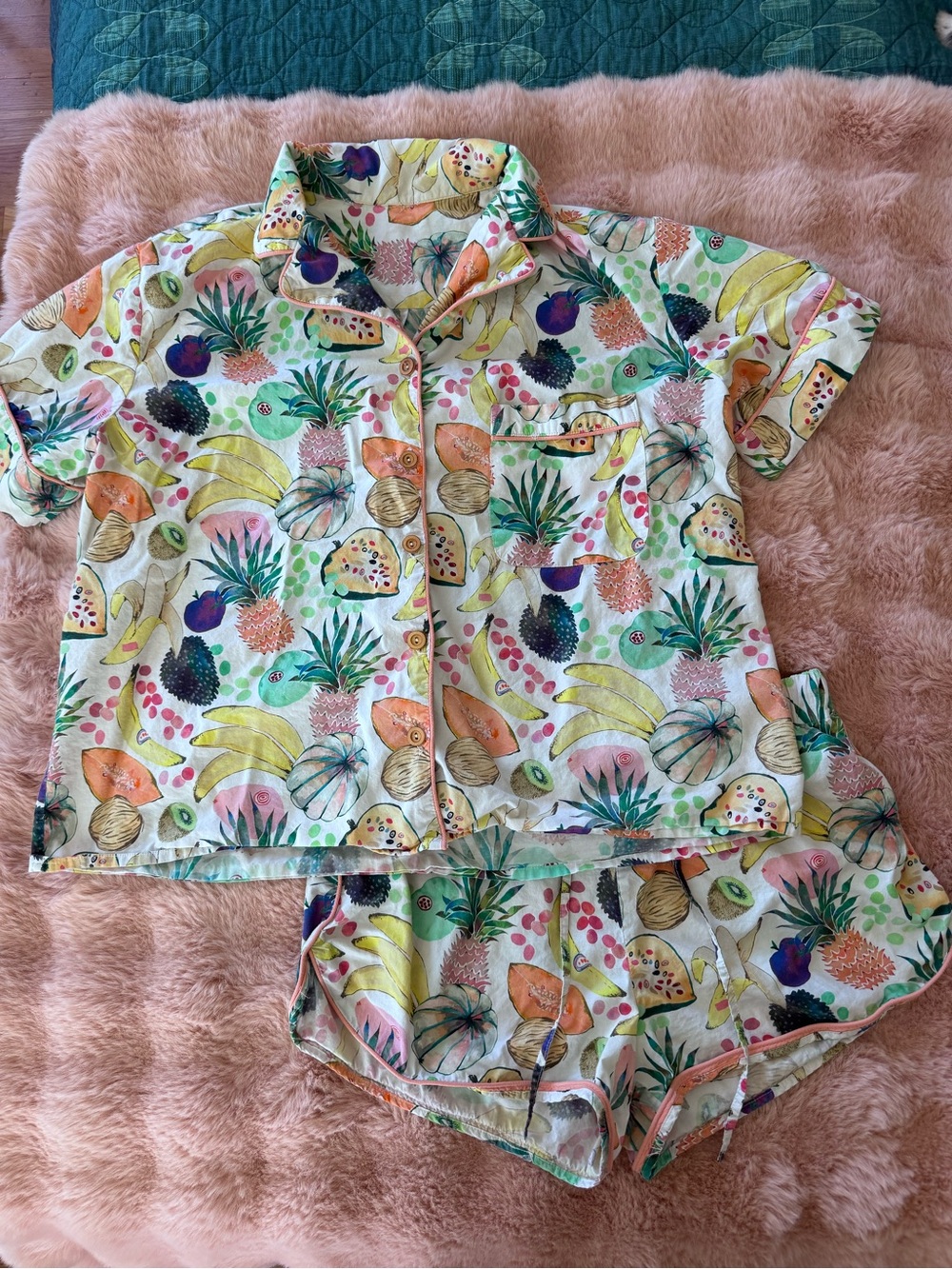 Rachel Antonoff Cotton Tropical Fruit PJ Set